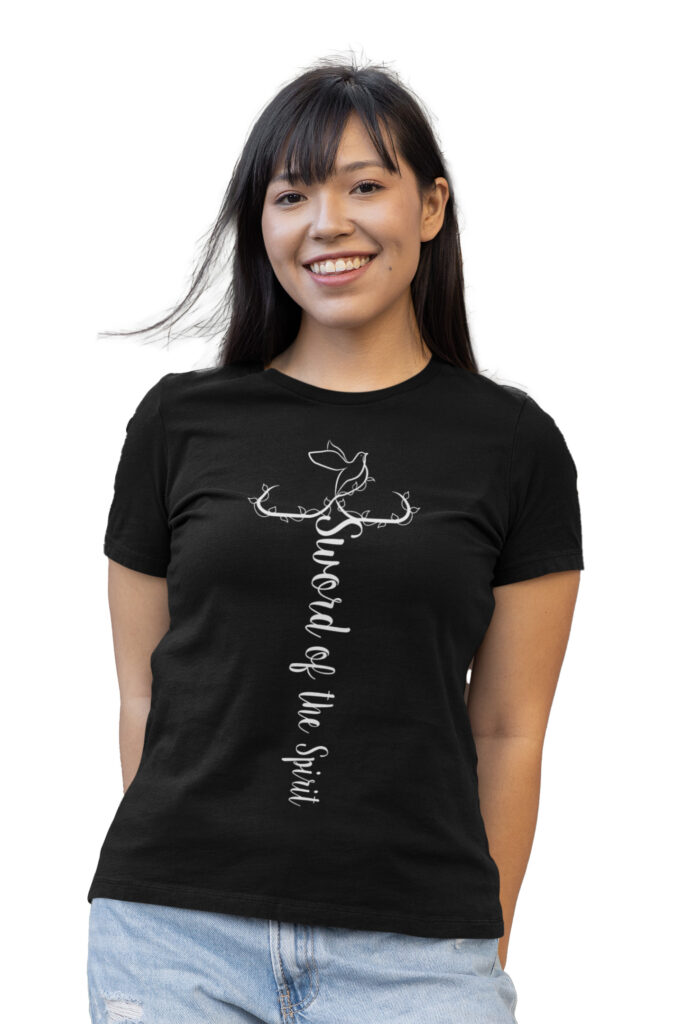 mockup of a happy woman wearing a bella canvas t shirt with lights in the background m24743 copy